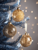 NEW Twelve Gold Deco Glass Baubles