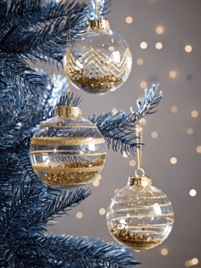 NEW Twelve Golden Shatterproof Striped Baubles