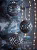 NEW Twelve Large Geometric Glass Baubles - Midnight Blue
