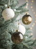 NEW Twelve Speckled Monochrome Glass Baubles