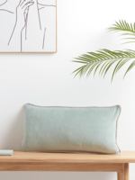 NEW Velvet Piped Rectangular Cushion - Sage