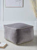 NEW Velvet Piped Square Pouffe - Grey