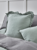 NEW Washed Linen Ruffle Large Square Cushion - Dusky Sage