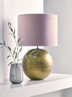 Oversized Brass & Blush Ball Table Lamp
