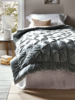 Pin-Tucked Velvet & Linen Single Quilt - Dove Grey