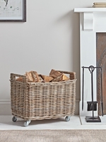 Rattan Log Basket Trolley