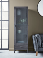 Reeded Glass Display Cabinet - Slim