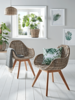 Round Rattan & Teak Dining Chair