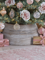 Round Rattan Tree Ring - Whitewashed