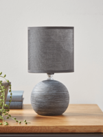Round Textured Bedside Lamp - Charcoal