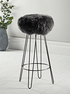 Sheepskin Bar Stool - Slate Grey
