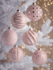 Six Frosted Textured Baubles - Blush