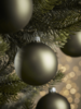 Six Medium Handblown Glass Baubles - Fern Green