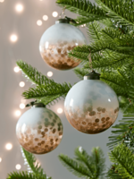 Six Ombre Sequinned Baubles - Copper