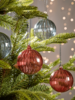 Six Ribbed Glass Baubles