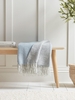 Soft Wool Reversable Throw - Blue & Grey