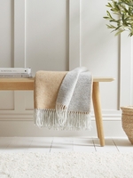 Soft Wool Reversable Throw - Mustard & Grey