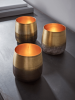 Three Dipped Brass Tea Light Holders