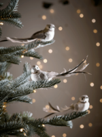 Three Feathered Bird Clips - Grey
