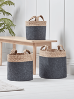 Three Felt Baskets - Charcoal