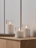 Three LED Glass Column Candles - Warm White