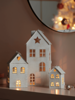 Three Whitewashed House Tealight Lanterns