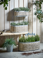 Three Wicker & Zinc Planters