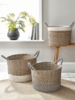 Three Woven Two Tone Baskets
