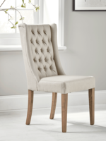 Two Buttoned Linen Dining Chairs