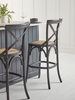 Two Cross Back Counter Stools - Black