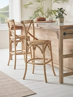 Two Cross Back Counter Stools - Natural