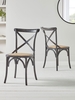 Two Cross Back Dining Chairs - Black