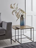 Two Nesting Brass Topped Tables