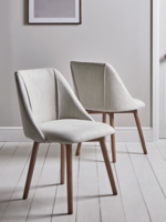 Two Upholstered Dining Chairs - Stone