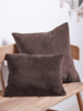 Velvet & Linen Rectangular Cushion - Soft Mole