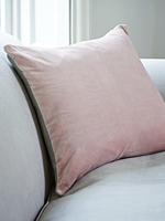 Velvet & Linen Square Cushion - Blush