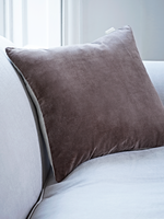 Velvet & Linen Square Cushion - Soft Mole