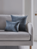 Velvet & Linen Square Cushion Cover - Blue