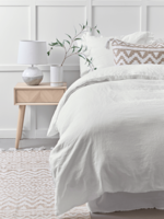 Washed Linen Double Duvet Cover - White