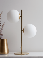 White & Brass Globe Deco Table Lamp