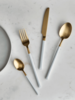 White & Brushed Gold Cutlery Set