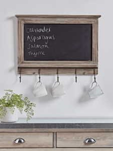 Wooden Chalk Board with Hooks