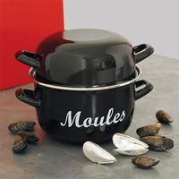 Mussel Pot - Black Enameled Cooking & Serving Moules Pot