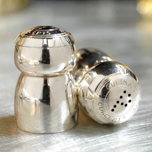 Silver-Plated Champagne Cork Shaped Cruet Set - Salt & Pepper Shakers