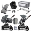 BabyLo Panorama XTi Essential Travel System & Starter Nursery Bundle,  Grey on Silver Chassis