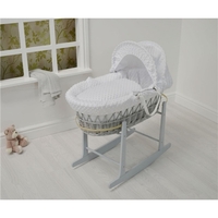 Cuddles Collection Grey Wicker Moses Basket