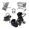 iCandy Peach 7 Essential iSize Travel System & Starter Nursery Bundle including Isofix Base,  Black Edition