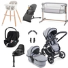 iCandy Peach 7 Premium iSize Travel System & Starter Nursery Bundle including Isofix Base,  Light Grey Phantom
