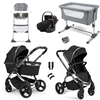 iCandy Peach Chrome Black Twill Essential Travel & Nursery Bundle