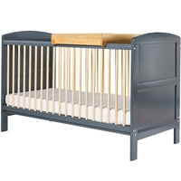 Ickle Bubba Coleby Classic Cot Bed and Cot Top Changer,  Scandi Grey and Pine
